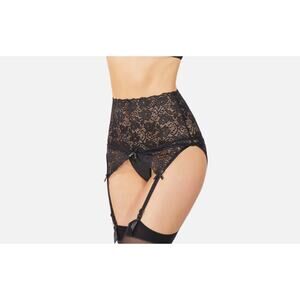 La Petite Coquette🌿Black Lace Garterbelt OS Adjustable Straps Sexy Lingerie NWT